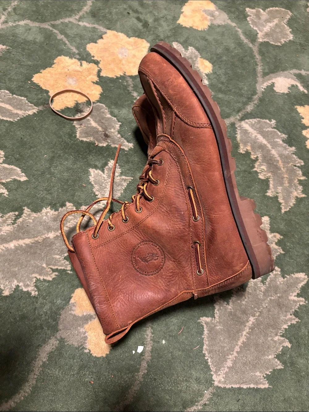 Polo by Ralph Lauren Chestnut Brown Leather Lace-Up Boots